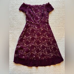 Adrianna Papell Burgundy Lace Dress